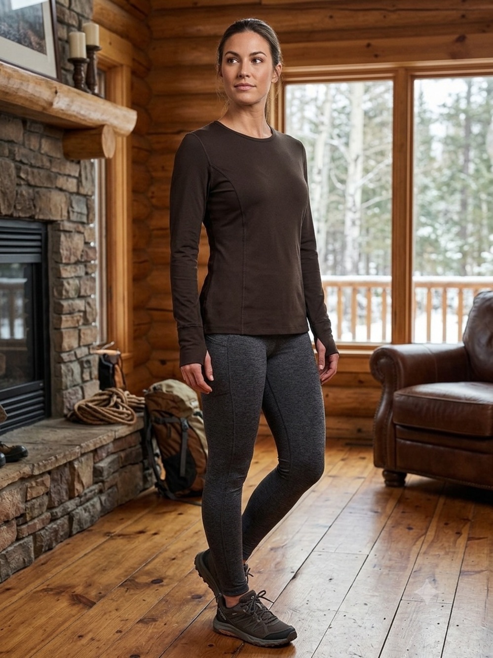 Magellan Outdoors Women's Long-Sleeve Thermal Base Layer Top - Black - Size S